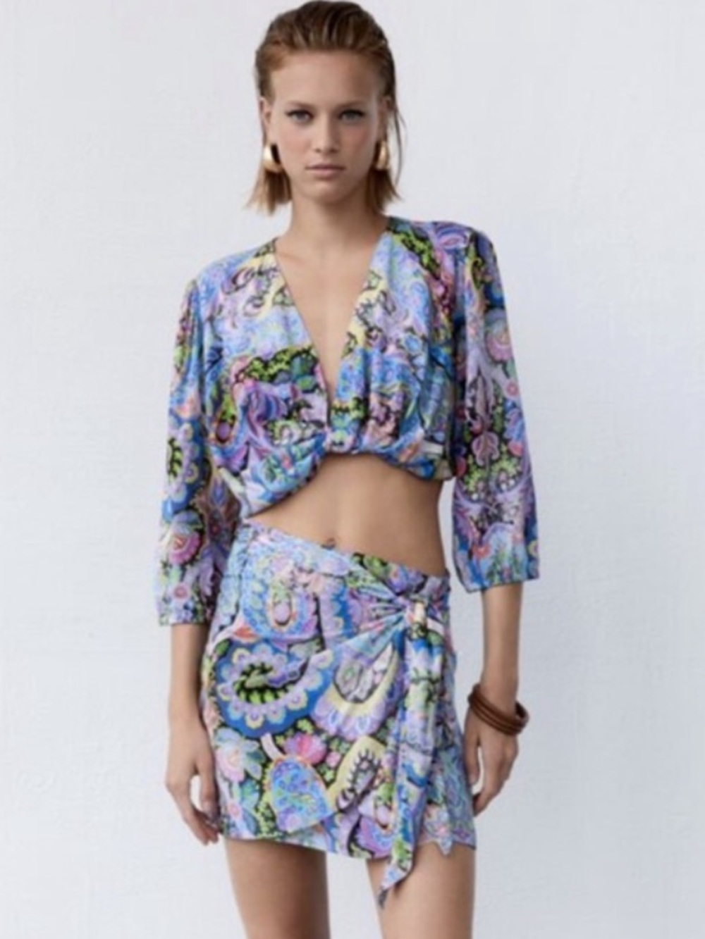 Zara Multicolor Paisley Wrap Skirt